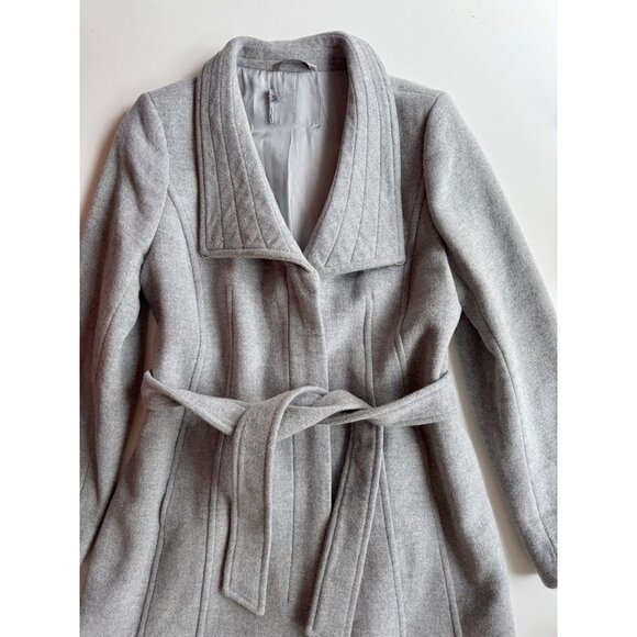 Aritzia BABATON Connor Heather Light Grey Virgin Wool Belted Wrap Coat, Size M - Picture 5 of 16